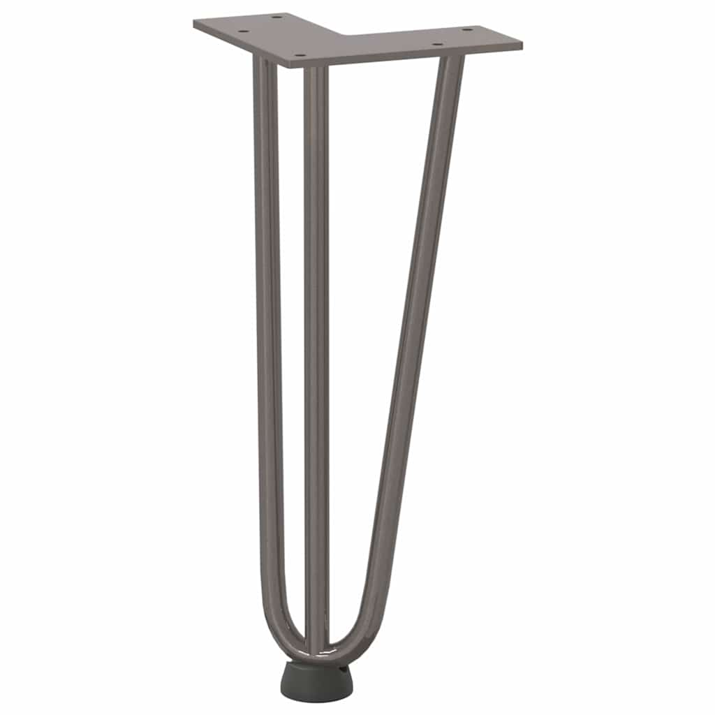 Gambe a forcina per tavolino 4 pz in acciaio naturale 30 cm in acciaio massiccio