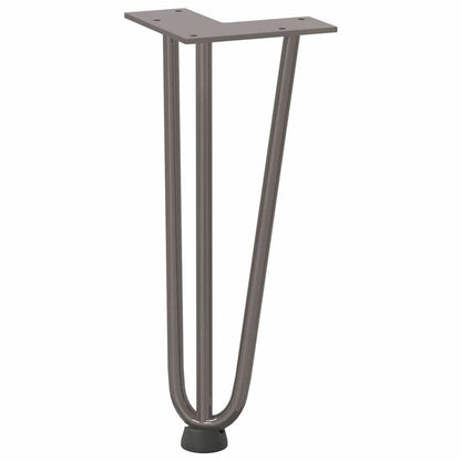 Gambe a forcina per tavolino 4 pz in acciaio naturale 30 cm in acciaio massiccio