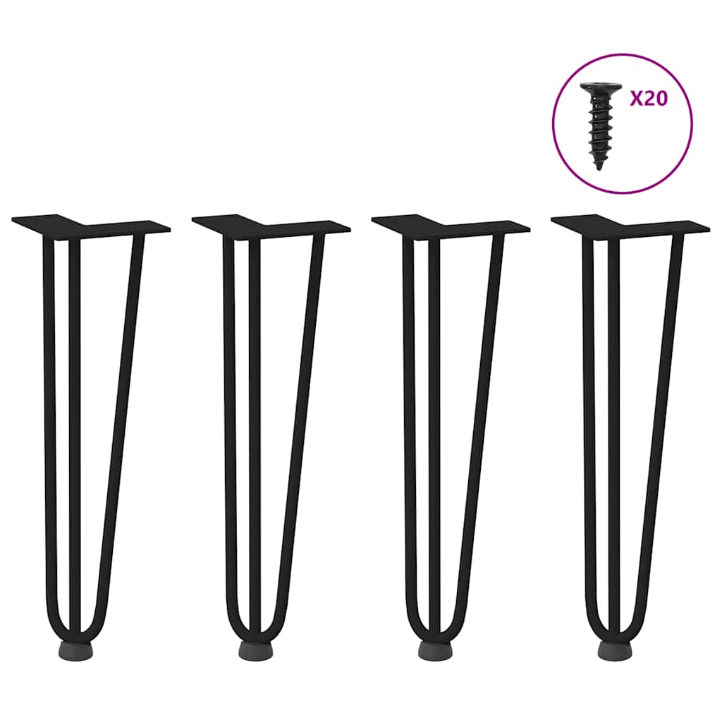 Gambe a forcina per tavolino da caffÃƒÂ¨ 4 pz nere 42 cm in acciaio massiccio