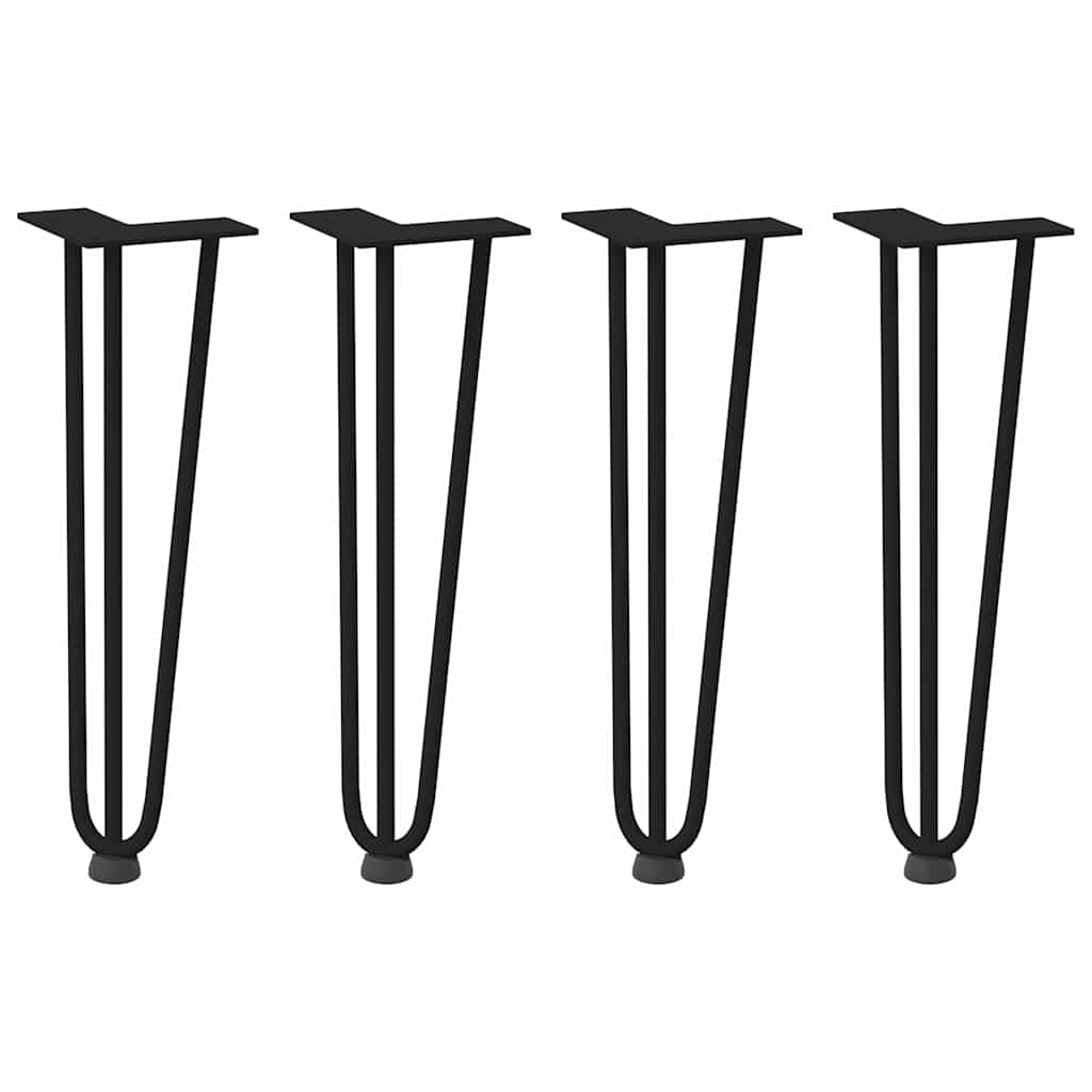 Gambe a forcina per tavolino da caffÃƒÂ¨ 4 pz nere 42 cm in acciaio massiccio
