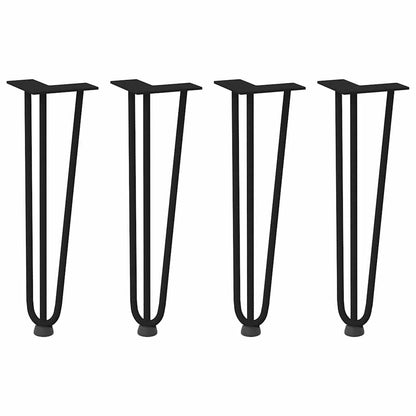 Gambe a forcina per tavolino da caffÃƒÂ¨ 4 pz nere 42 cm in acciaio massiccio