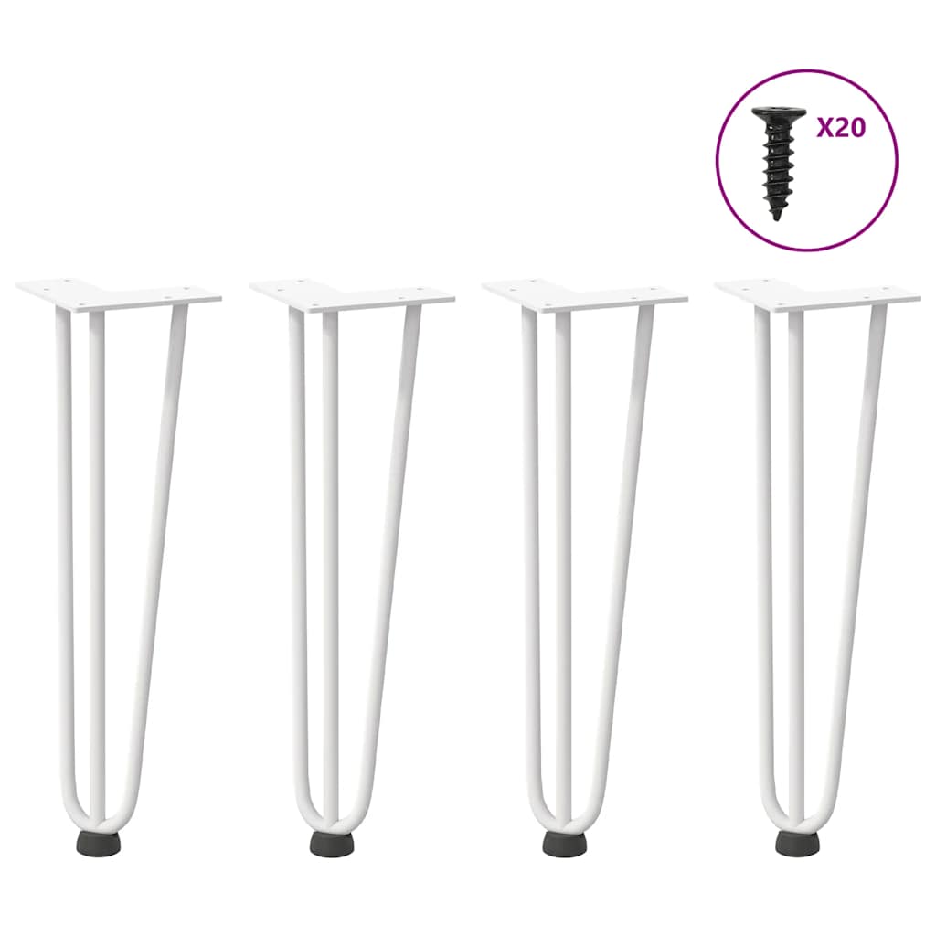 Gambe a forcina per tavolino 4 pz bianche 42 cm in acciaio massiccio