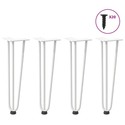 Gambe a forcina per tavolino 4 pz bianche 42 cm in acciaio massiccio