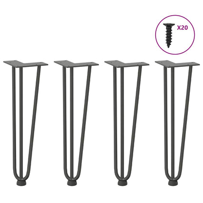 Gambe a forcina per tavolino 4 pz antracite 42 cm acciaio massiccio