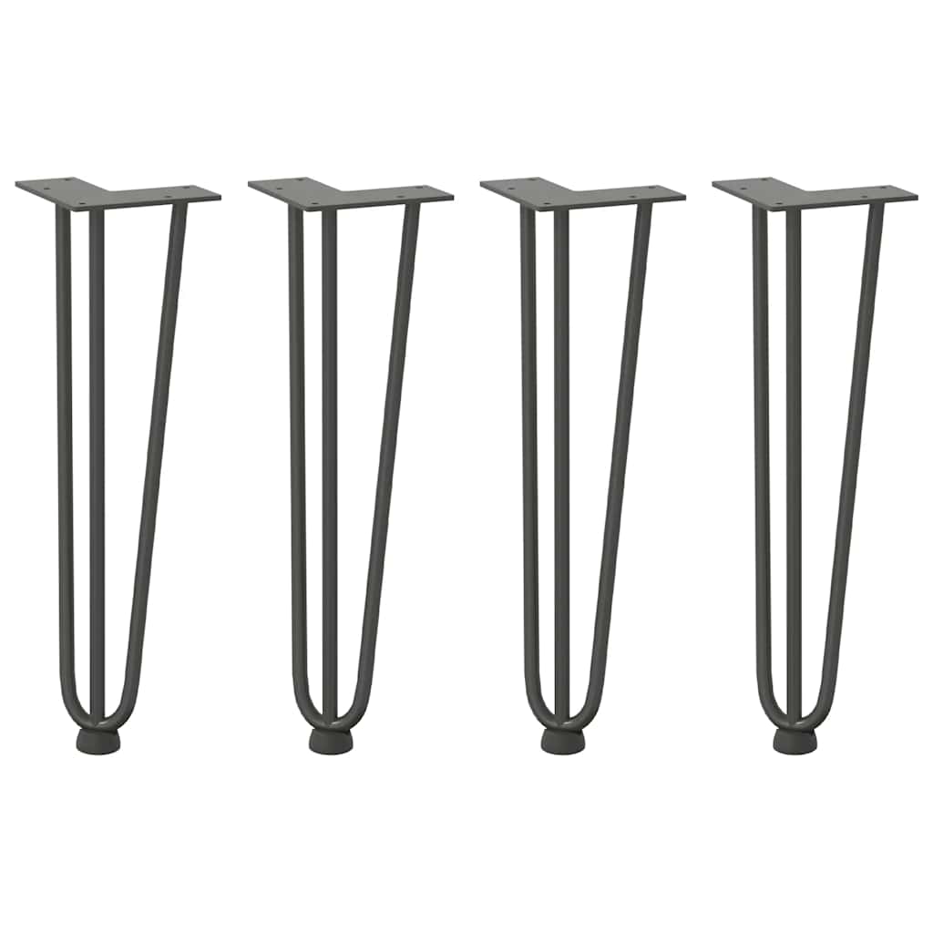Gambe a forcina per tavolino 4 pz antracite 42 cm acciaio massiccio