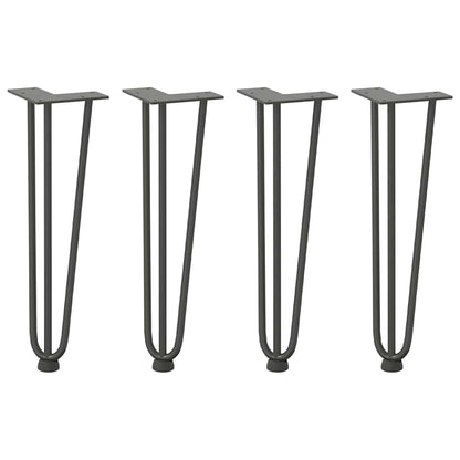 Gambe a forcina per tavolino 4 pz antracite 42 cm acciaio massiccio