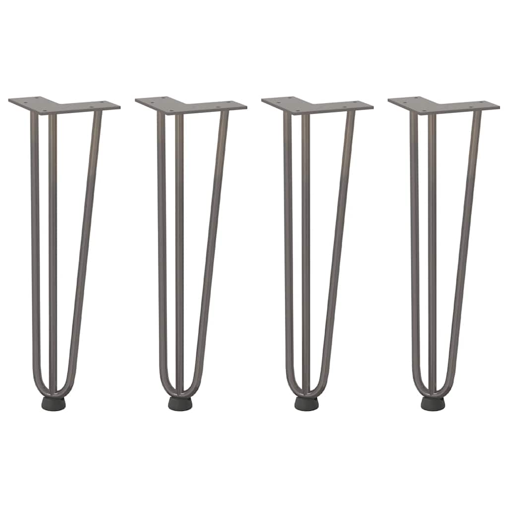 Gambe a forcina per tavolino 4 pz in acciaio naturale 42 cm in acciaio massiccio