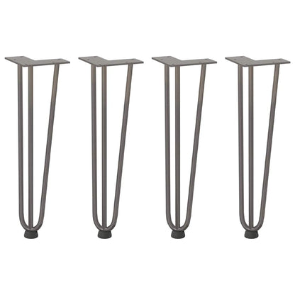 Gambe a forcina per tavolino 4 pz in acciaio naturale 42 cm in acciaio massiccio