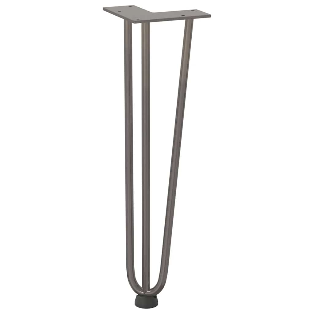 Gambe a forcina per tavolino 4 pz in acciaio naturale 42 cm in acciaio massiccio