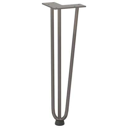 Gambe a forcina per tavolino 4 pz in acciaio naturale 42 cm in acciaio massiccio