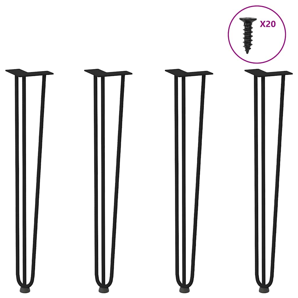 Gambe a forcina per tavoli consolle 4 pz Nero 72 cm Acciaio massiccio
