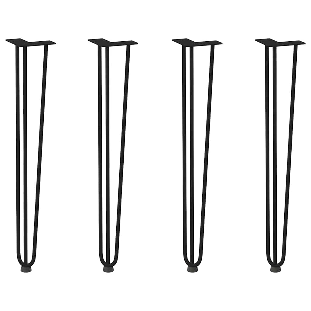 Gambe a forcina per tavoli consolle 4 pz Nero 72 cm Acciaio massiccio