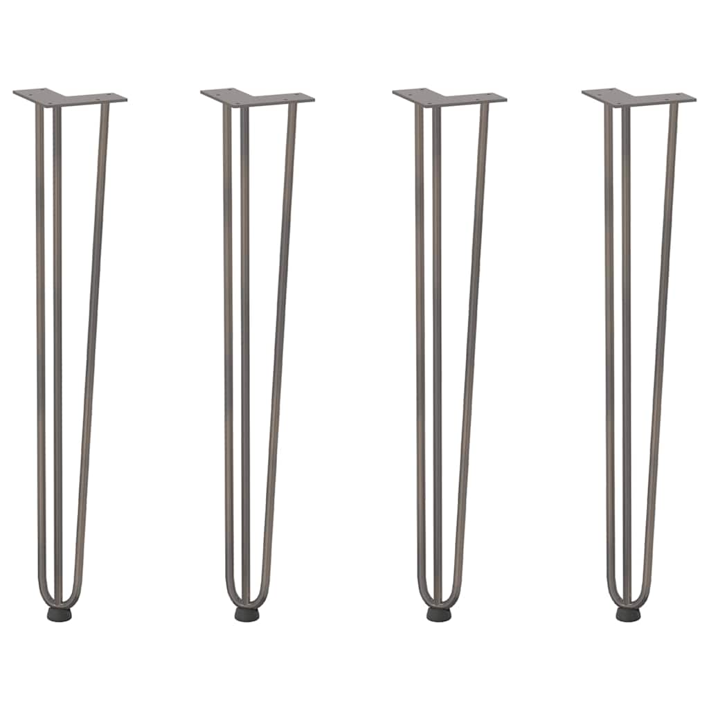 Gambe a forcina per tavoli consolle 4 pz in acciaio naturale 72 cm in acciaio massiccio