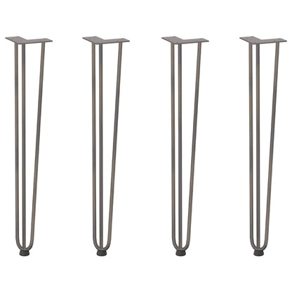 Gambe a forcina per tavoli consolle 4 pz in acciaio naturale 72 cm in acciaio massiccio