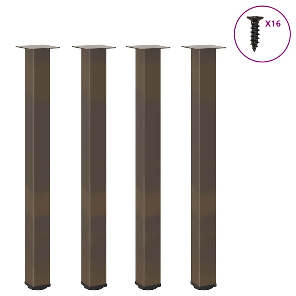 Gambe per tavolo da bar 4 pz in acciaio naturale 90-92 cm