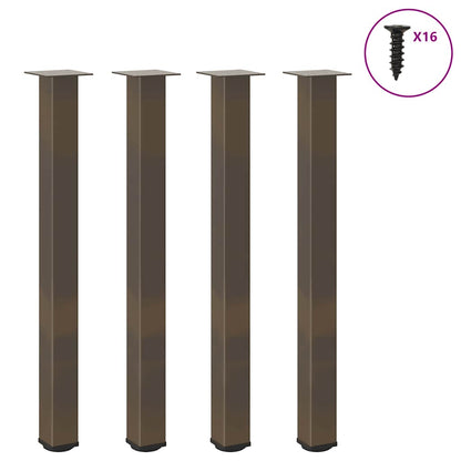 Gambe per tavolo da bar 4 pz in acciaio naturale 90-92 cm