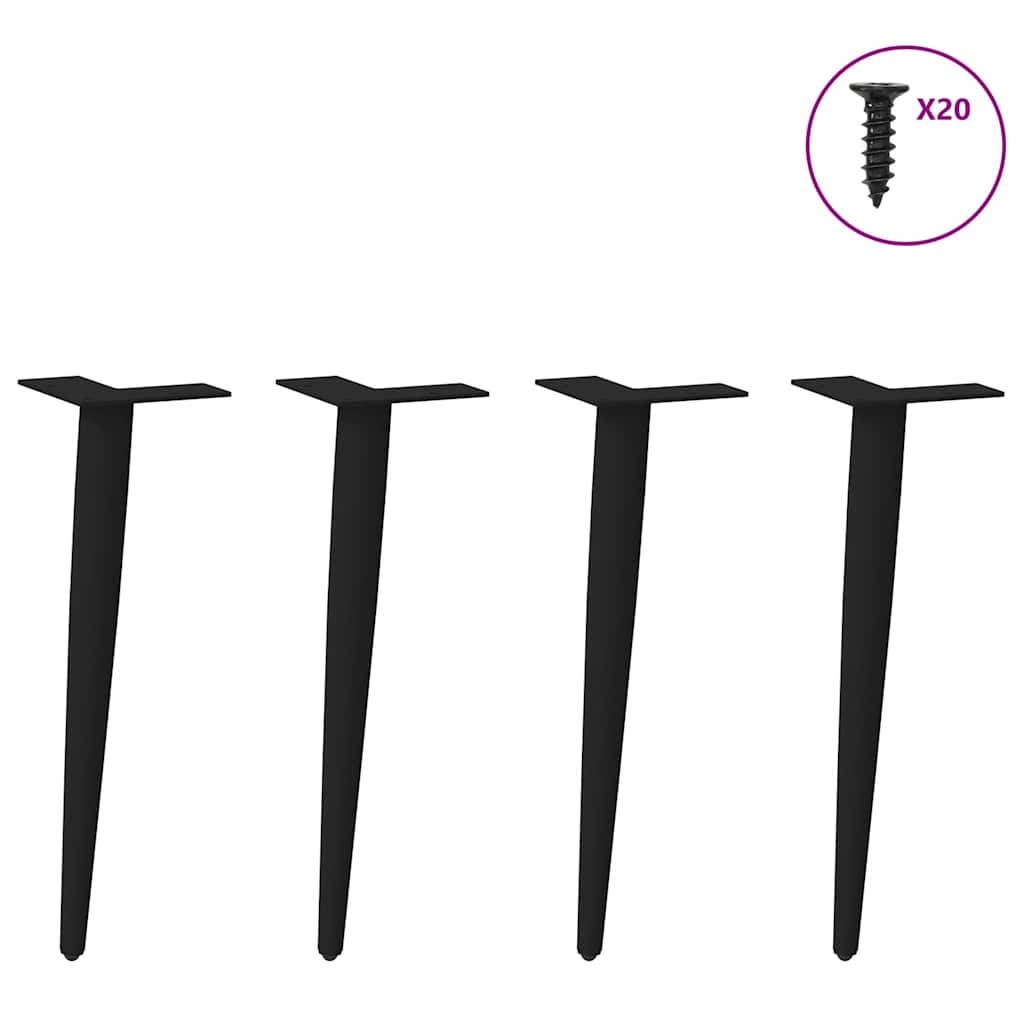 Gambe per Tavolino da CaffÃ¨ Forma Conica 4 pz Nere 30-31 cm Acciaio