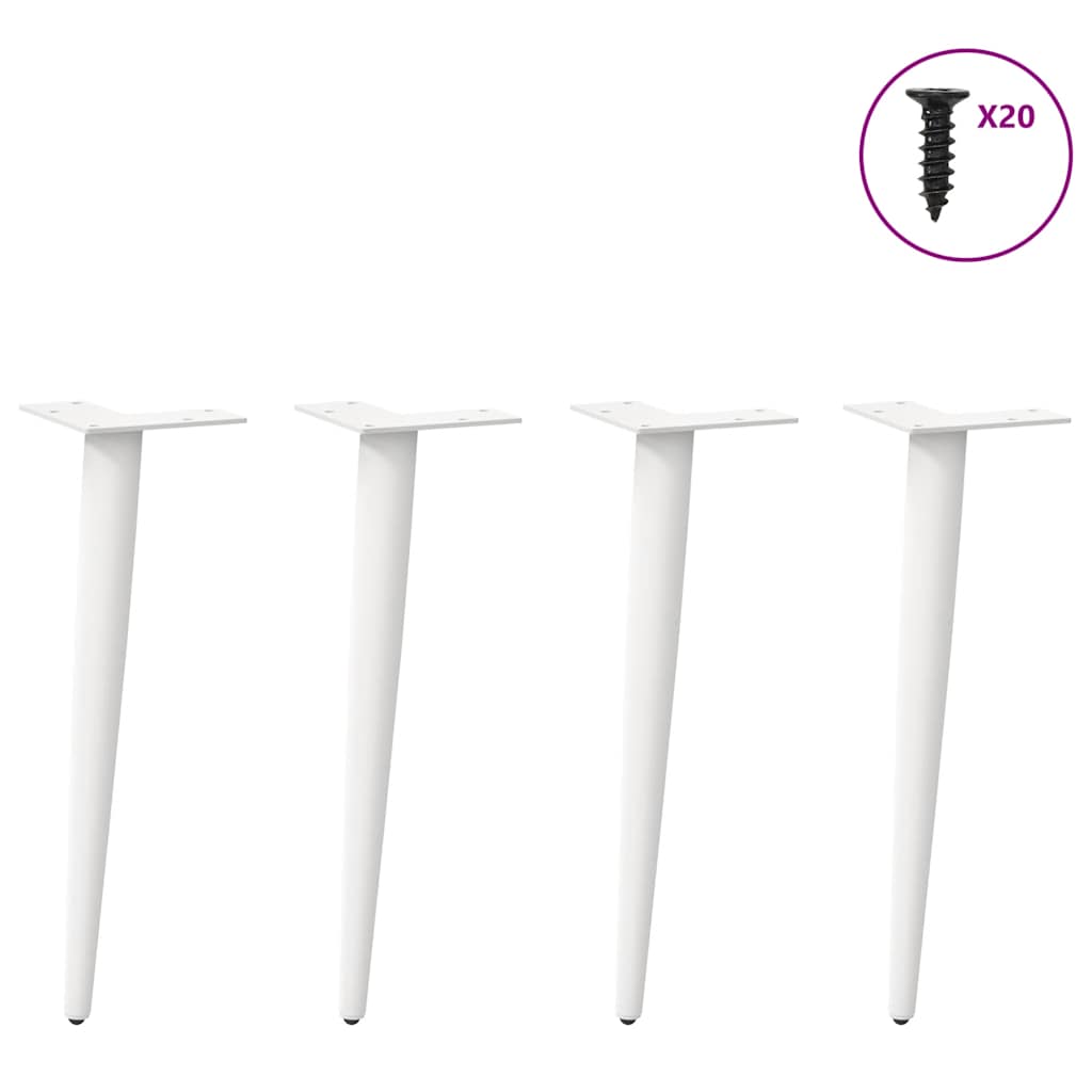 Gambe per Tavolino da CaffÃƒÂ¨ Forma Conica 4 pz Bianco 30-31 cm Acciaio
