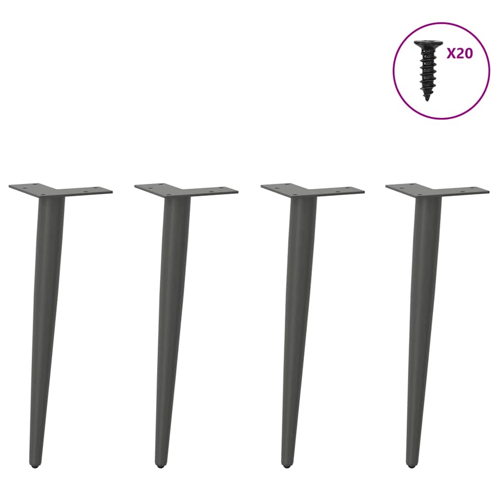 Gambe per Tavolino da CaffÃƒÂ¨ Forma Conica 4 pz Antracite 30-31 cm Acciaio