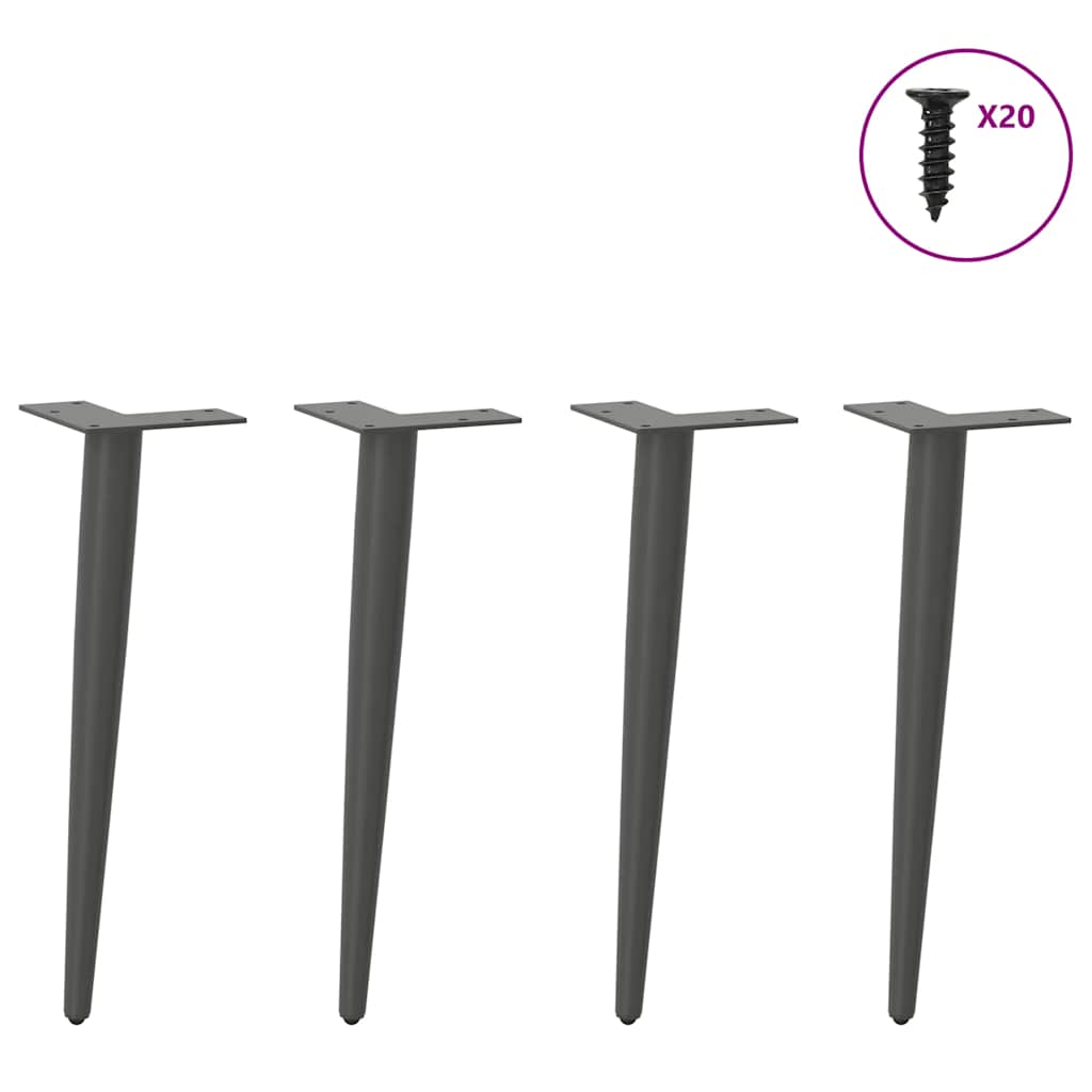 Gambe per Tavolino da CaffÃƒÂ¨ Forma Conica 4 pz Antracite 42-43 cm Acciaio