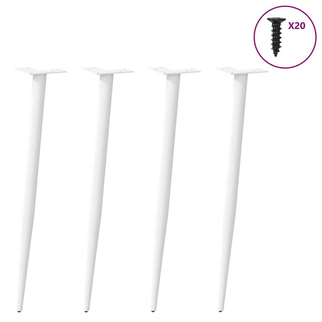 Gambe per Tavolo Consolle Forma Conica 4 pz Bianche 72-73 cm Acciaio