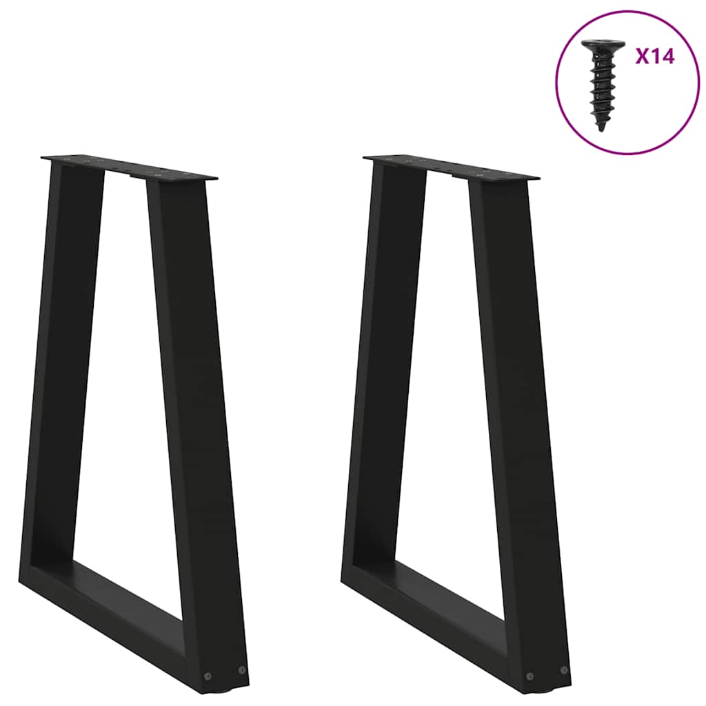 Gambe per tavolo da pranzo a forma di V 2 pz nere 50x(72-73,3) cm in acciaio