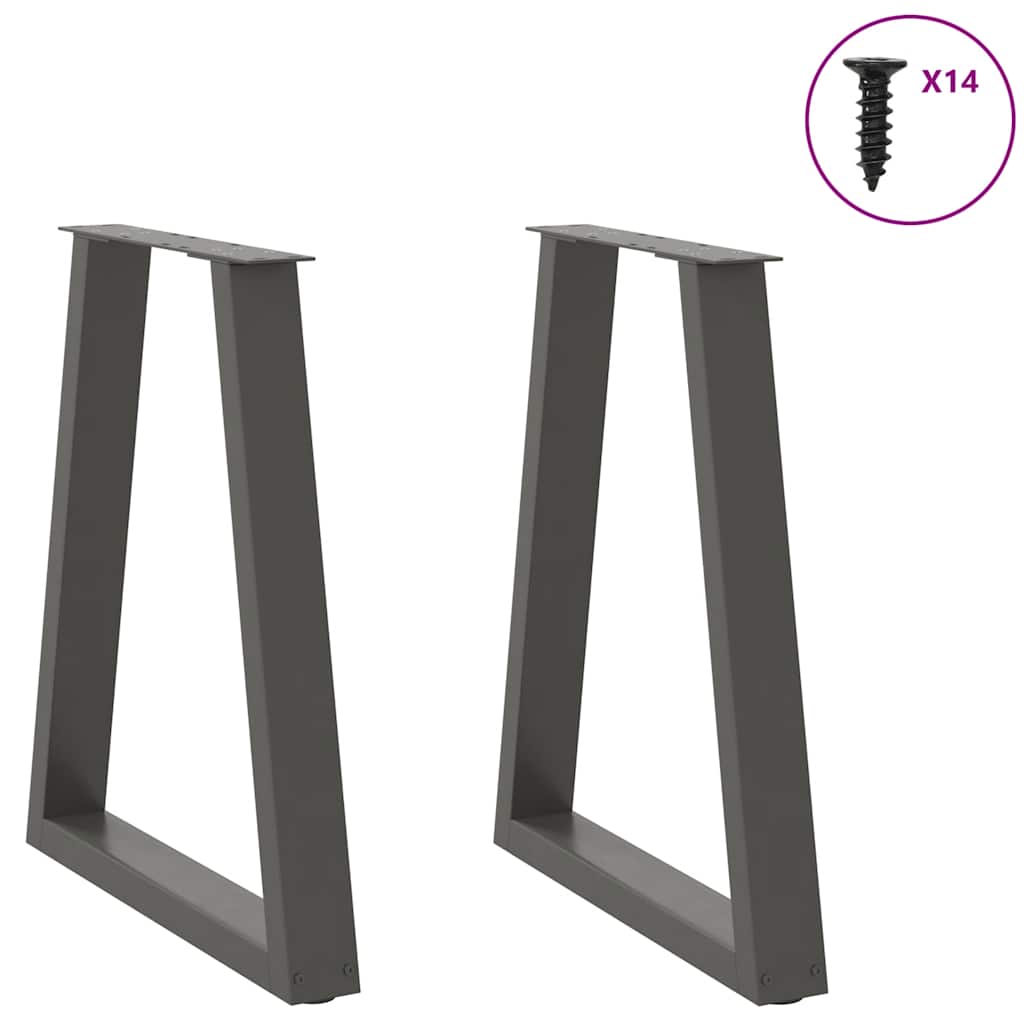 Gambe Tavolino CaffÃƒÂ¨ a V 2 pz Antracite 50x(72-73)cm in Acciaio