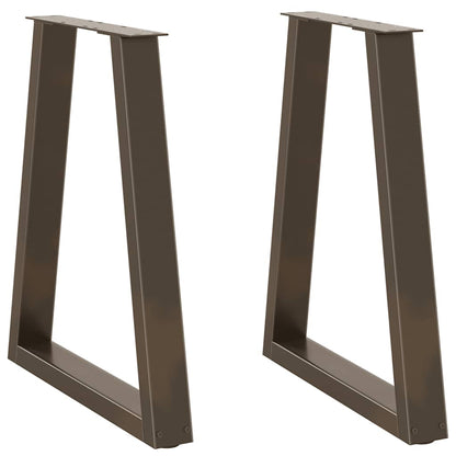 Gambe per tavolo da pranzo a forma di V 2 pz in acciaio naturale 50x(72-73,3) cm