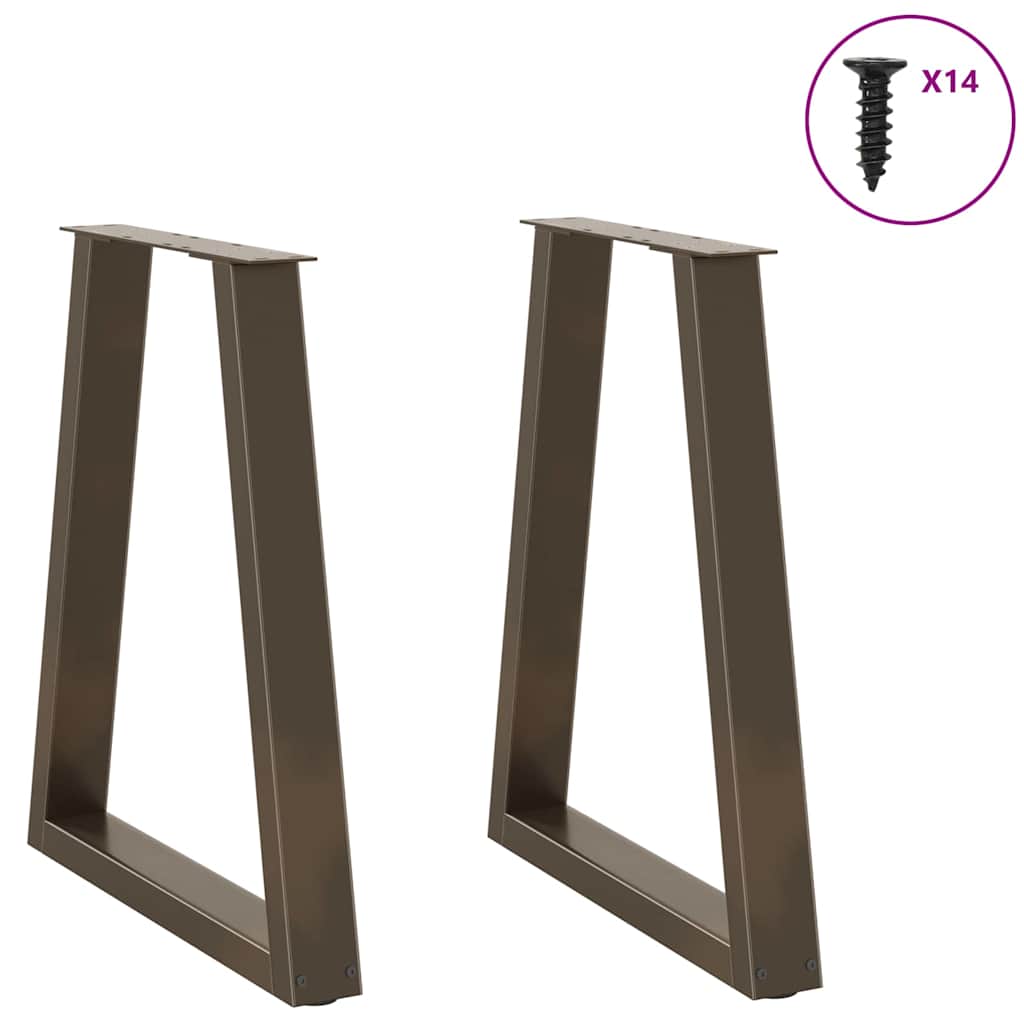 Gambe per tavolo da pranzo a forma di V 2 pz in acciaio naturale 50x(72-73,3) cm