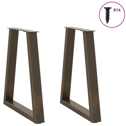 Gambe per tavolo da pranzo a forma di V 2 pz in acciaio naturale 50x(72-73,3) cm