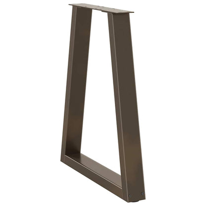 Gambe per tavolo da pranzo a forma di V 2 pz in acciaio naturale 50x(72-73,3) cm