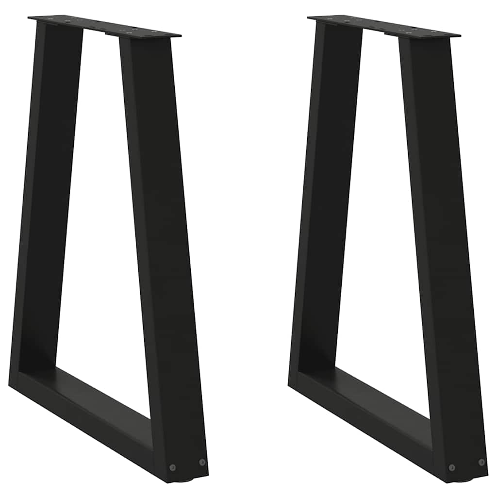 Gambe per tavolo da pranzo a forma di V 2 pz nere 60x(72-73,3) cm in acciaio