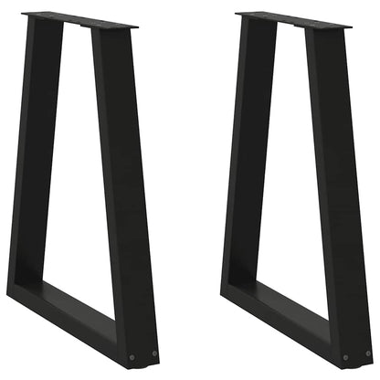 Gambe per tavolo da pranzo a forma di V 2 pz nere 60x(72-73,3) cm in acciaio