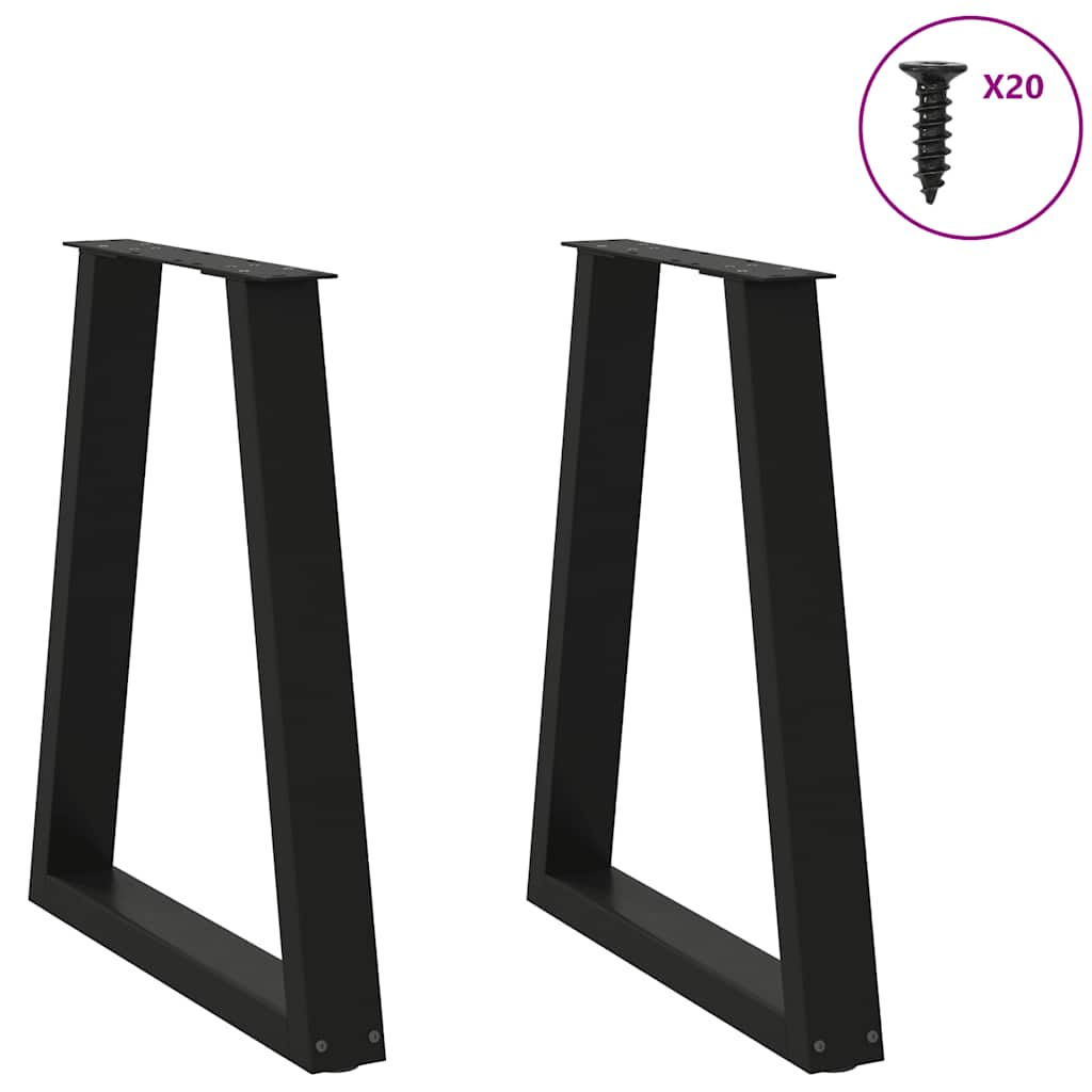 Gambe per tavolo da pranzo a forma di V 2 pz nere 60x(72-73,3) cm in acciaio