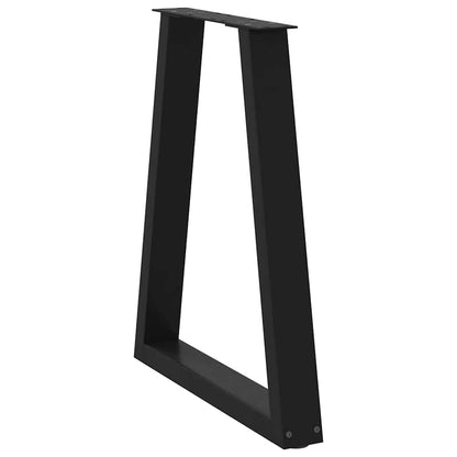 Gambe per tavolo da pranzo a forma di V 2 pz nere 60x(72-73,3) cm in acciaio