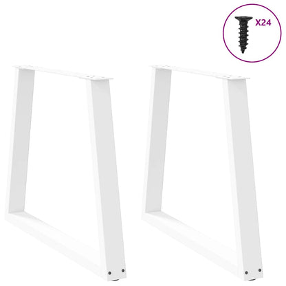 Gambe per tavolo da pranzo a forma di V 2 pz bianche 70x(72-73,3) cm in acciaio