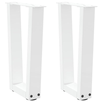 Gambe per Tavolino da CaffÃ¨ a Forma di V 2 pz Bianche 28x(42-43,3) cm Acciaio