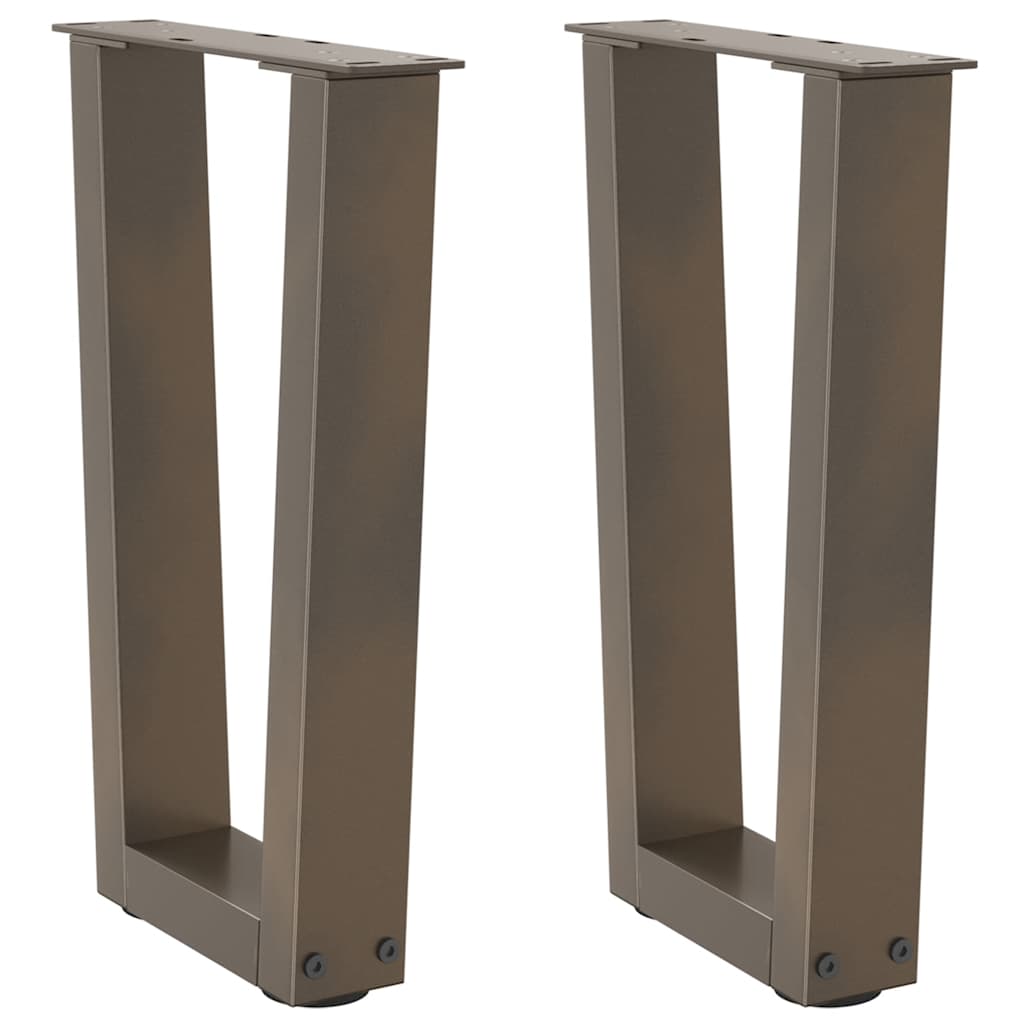 Gambe per Tavolino da CaffÃ¨ a Forma di V 2 pz Acciaio Naturale 28x(42-43,3) cm Acciaio