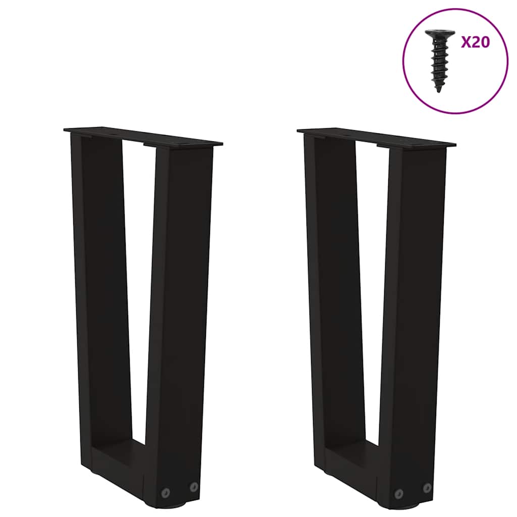 Gambe per Tavolino da CaffÃ¨ a Forma di V 2 pz Nere 38x(42-43,3) cm Acciaio