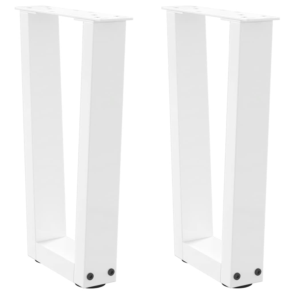 Gambe per Tavolino da CaffÃ¨ a Forma di V 2 pz Bianche 38x(42-43,3) cm Acciaio