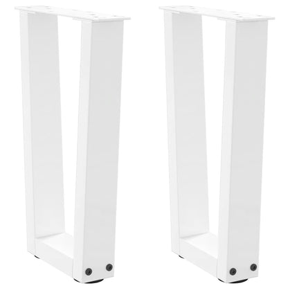 Gambe per Tavolino da CaffÃ¨ a Forma di V 2 pz Bianche 38x(42-43,3) cm Acciaio