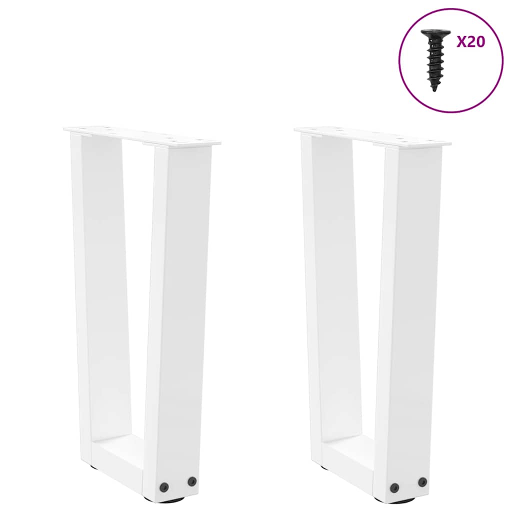 Gambe per Tavolino da CaffÃ¨ a Forma di V 2 pz Bianche 38x(42-43,3) cm Acciaio
