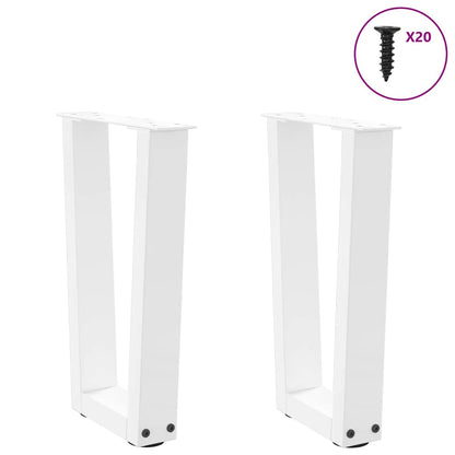 Gambe per Tavolino da CaffÃ¨ a Forma di V 2 pz Bianche 38x(42-43,3) cm Acciaio