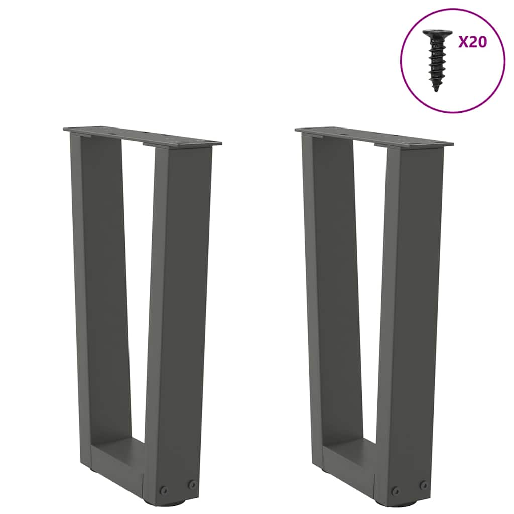 Gambe per Tavolino da CaffÃ¨ a Forma di V 2 pz Antracite 38x(42-43,3) cm Acciaio