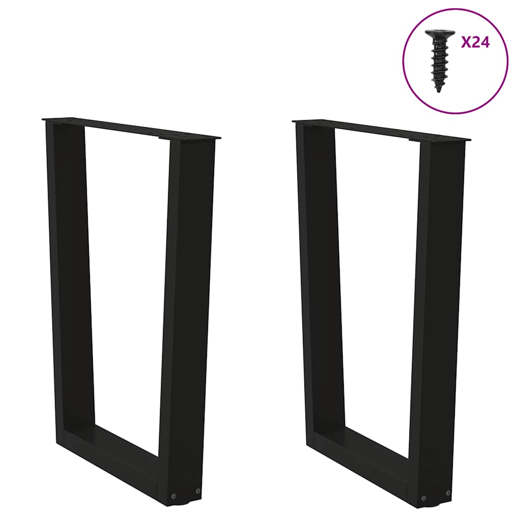 Gambe per Tavolo da Pranzo a V 2 pz Nero 60x(72-73,3)cm Acciaio