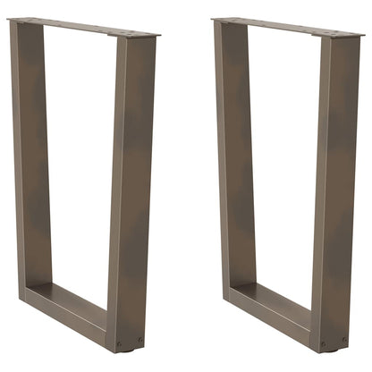 Gambe per tavolo da pranzo a forma di V 2 pz in acciaio naturale 60x(72-73,3) cm