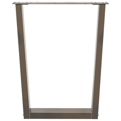 Gambe per tavolo da pranzo a forma di V 2 pz in acciaio naturale 60x(72-73,3) cm