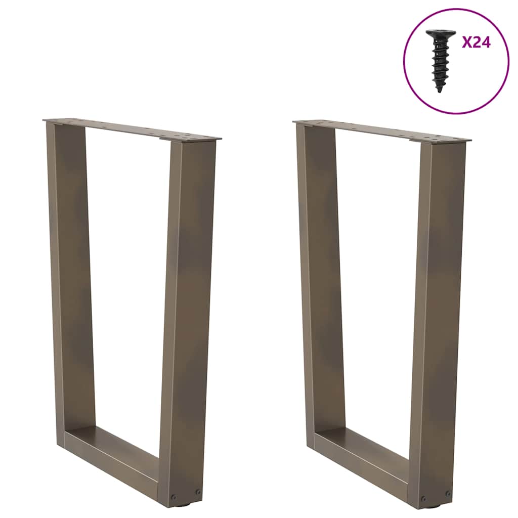 Gambe per tavolo da pranzo a forma di V 2 pz in acciaio naturale 60x(72-73,3) cm