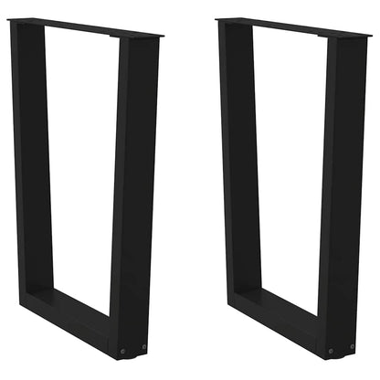 Gambe per tavolo da pranzo a forma di V 2 pz nere 70x(72-73,3) cm in acciaio