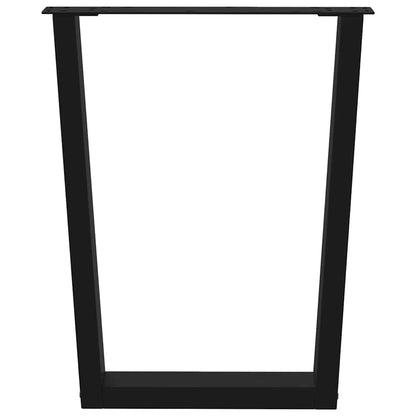 Gambe per tavolo da pranzo a forma di V 2 pz nere 70x(72-73,3) cm in acciaio